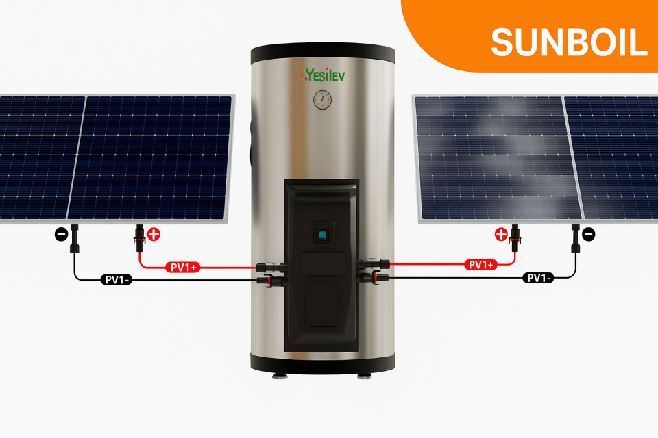 Yeşil Ev SOLAR Güneş paneli ile çalışan su ısıtıcı SUNBOİL SUNBUFFER 200 Litre(Fiyata panel dahil değildir)
