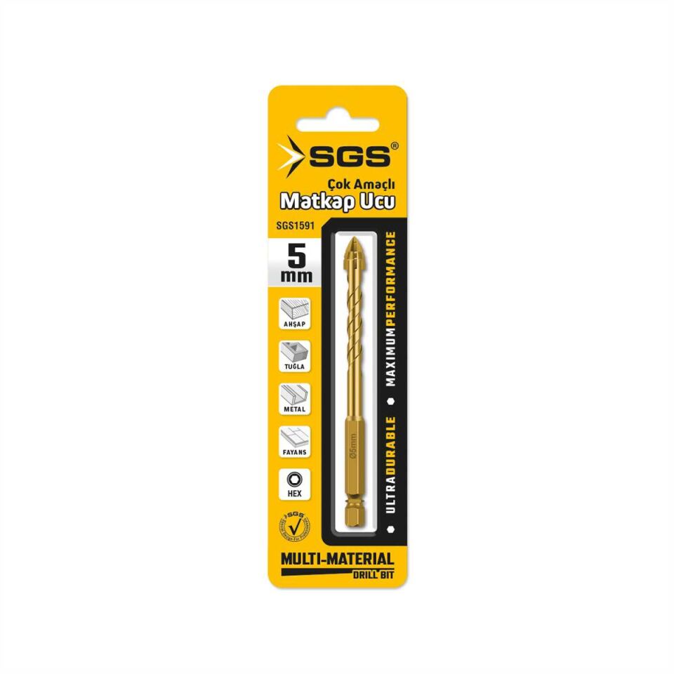 Sgs Bits Saplı Delme Çok Amaçlı Matkap Ucu 5mm