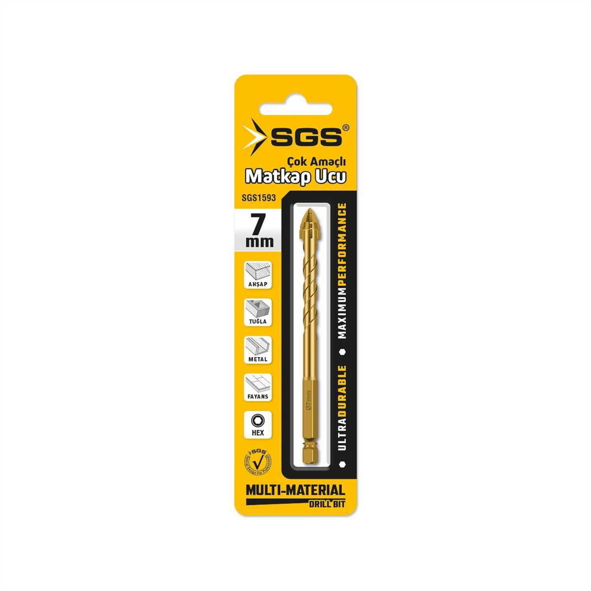Sgs Bits Saplı Delme Çok Amaçlı Matkap Ucu 7mm