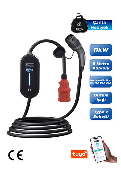 Hims 11kW Ev Tipi Taşınabilir Elektrikli Araç Şarj Cihazı