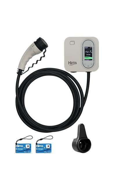 Hims 22kW Tip 2 Soketli 5m Kablolu Beyaz Smart Elektrikli Araç Şarj İstasyonu