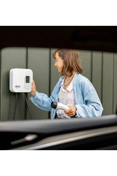Hims 22kW Tip 2 Soketli 5m Kablolu Beyaz Smart Elektrikli Araç Şarj İstasyonu