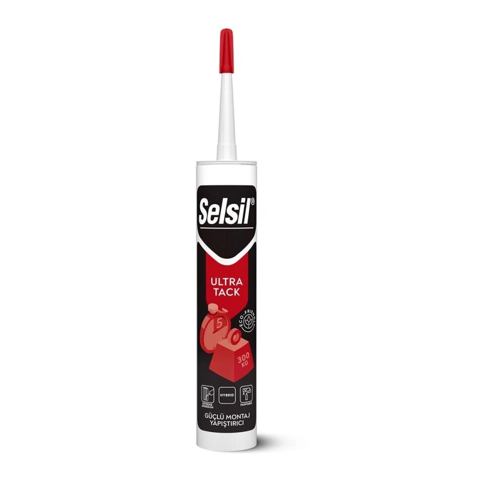 Selsil 290 ml Ultra High Tack Hibrit Çok Amaçlı Korniş/Kornej Yapıştırıcı Beyaz