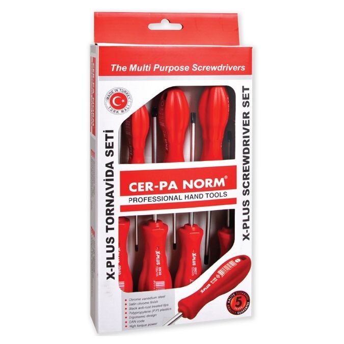 Cer-pa X-Plus Yıldız-Düz Tornavida Seti Takımı 5 Parça