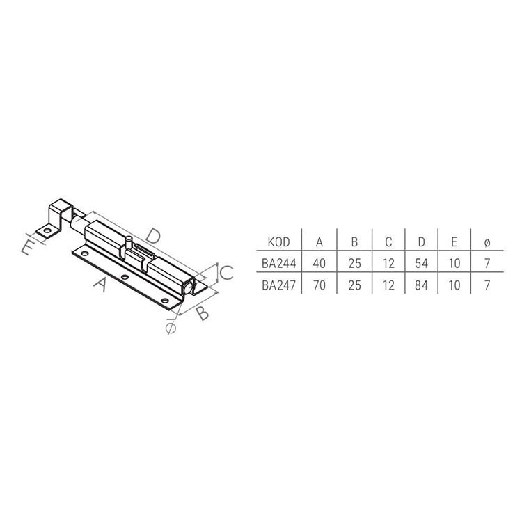 Beşel Klas Metal Sürgü Beyaz 70mm