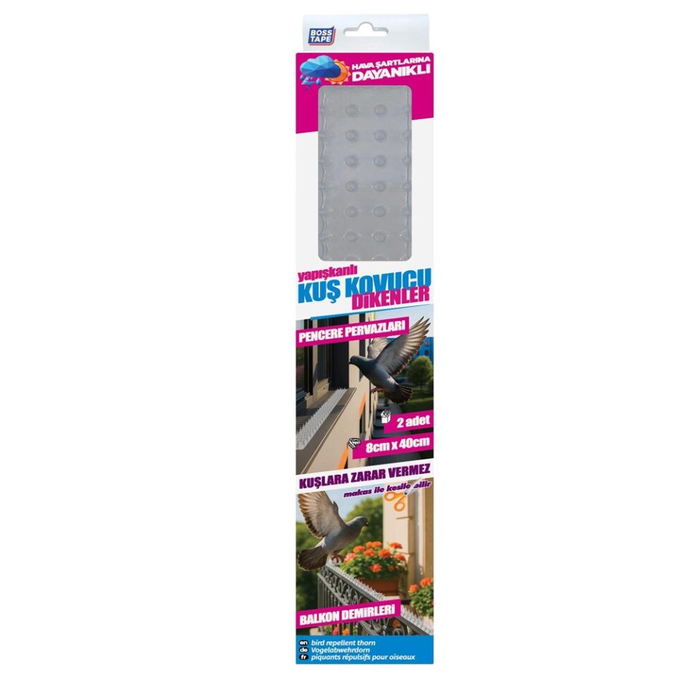 Yapışkanlı Kuş Kovucu Kuşkonmaz Dikenler 8cm x 40cm 2Adet